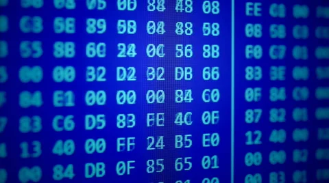 Hexadecimal program code scrolling background, seamless loop Stock Footage 51434541
