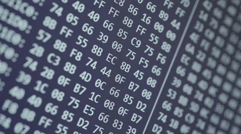 Hexadecimal program code scrolling background, seamless loop Stock Footage 51434553