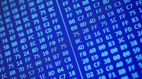 Hexadecimal program code scrolling background, seamless loop Stock Footage 51485851