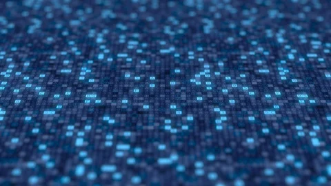 Hexadecimal symbols flashing on a blue computer screen. Loopable 3D animation Stock Footage 109331278