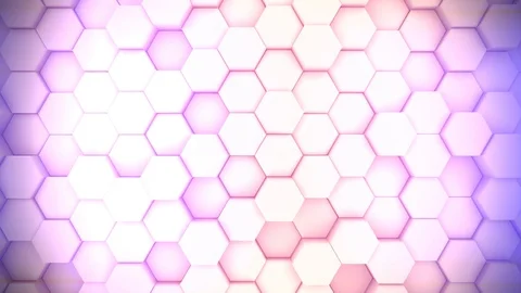 Hexagon 3D Abstract Animation. Seamless Loop with pink glow, white hexagons Stock Footage 100684660