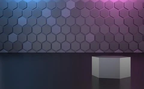 Hexagon 3d background podium gray product display illustration render for flyer Stock Illustration