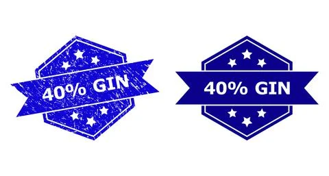 Hexagon 40% GIN Watermark with Unclean Style and Clean Variant Stock Illustration