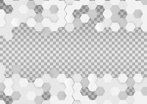 Hexagon abstract background. Grey geometric gradient shape on transparent bac Stock Illustration