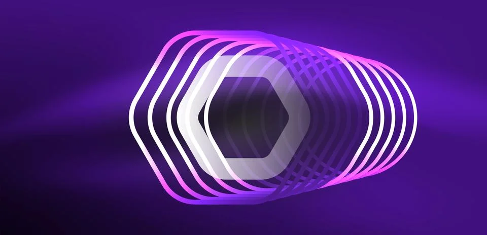 Hexagon abstract background. Techno glowing neon hexagon shapes vector イラスト素材