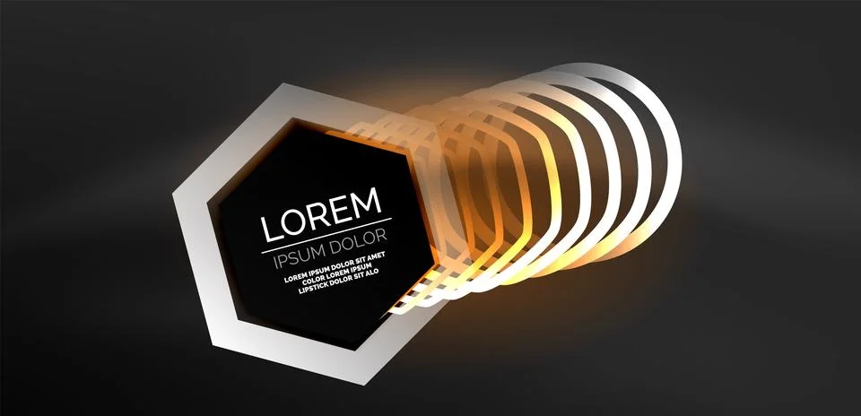 Hexagon abstract background. Techno glowing neon hexagon shapes vector Stock Illustration