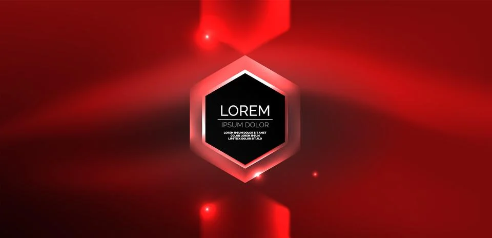 Hexagon abstract background. Techno glowing neon hexagon shapes vector Stock Illustration