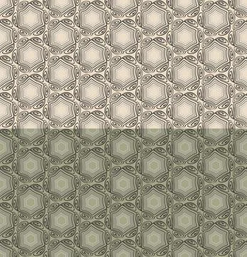 Hexagon abstract decorative seamless pattern. Hand drawn doodle elements. Grey Stock-Illustration