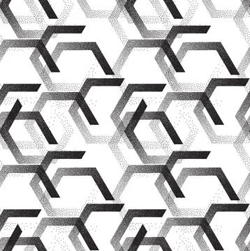 Hexagon abstract stipple pattern. Retro vector illustration seamless pattern Stock-Illustration