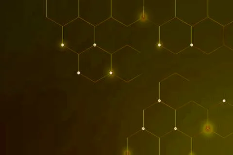 Hexagon and abstract patterned golden colored wallpaper Stock Illustration
