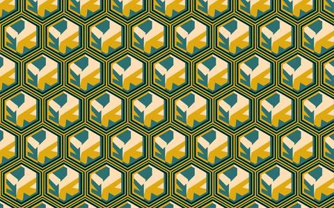Hexagon and diagonal vector pattern with solid colors Stock Illustration