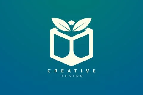 Hexagon and leaf shape design combined. Modern minimalist and elegant vector  Stock Illustration