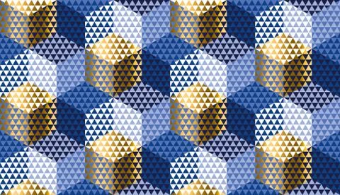 Hexagon and triangle orient style seamless pattern Illustrazione stock