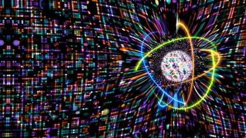 Hexagon animation abstract red orange yellow violet aqua blue little spot li Stock Footage 197013679