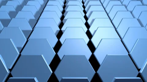 Hexagon array 3d animation Seamless looping Fly over Stock Footage 104061750