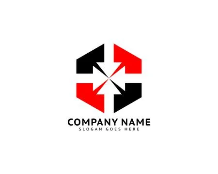 Hexagon Arrow Logo Design Concept Vector Stock Illustration