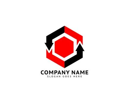 Hexagon Arrow Logo Design Concept Vector Stock Illustration