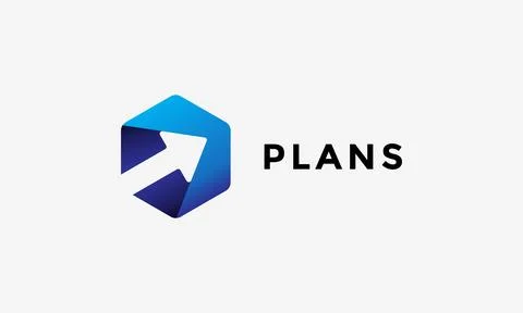 Hexagon arrow logo vector minimalist design round up concept Stock Illustration