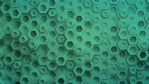 Hexagon background loop 4k - cyan middle v1 - geometric pattern Stock Footage 102822344