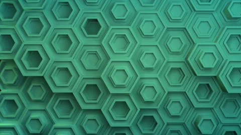 Hexagon background loop 4k - cyan large v2 - geometric pattern Stock Footage 102828175