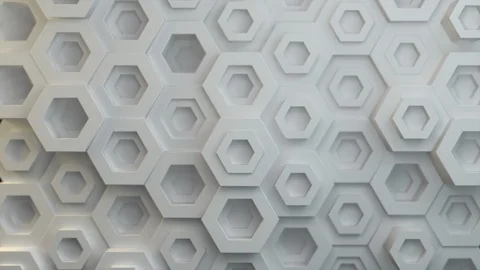 Hexagon background loop 4k - white large v1 - geometric pattern Stock Footage 102822717