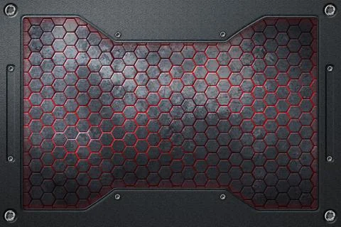 Hexagon background with metal frame Stock Illustration