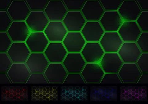 Hexagon Background Six Isolated Variants of Color Scheme Illustrazione stock