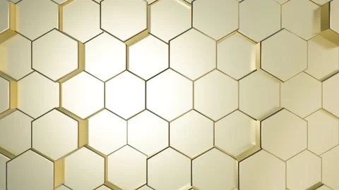 Hexagon background video, abstract light gold geometric hexagonal 4k seamless Stock Footage 308210824