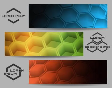 Hexagon Banner Set Stock Illustration