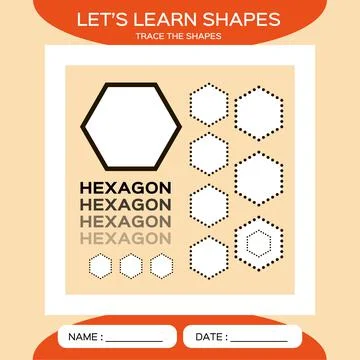 Hexagon. Basic geometric shapes. Elements for children. Learn Shapes Stock Illustration