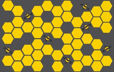 Hexagon bee hive design art and space background Stock Illustration