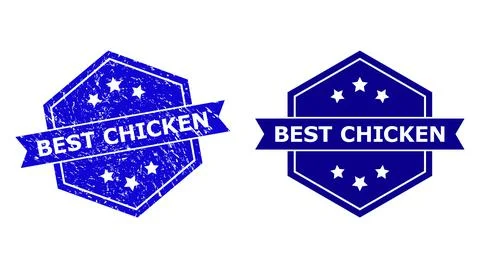 Hexagon BEST CHICKEN Watermark with Grunge Texture and Clean Version Stock Illustration