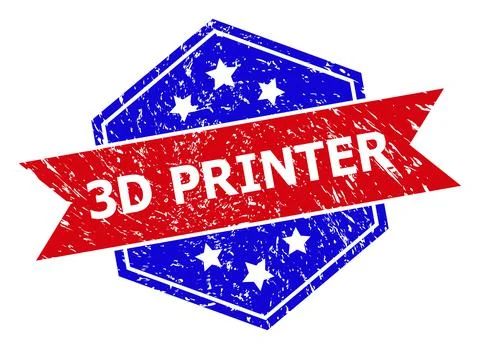Hexagon Bicolor 3D PRINTER Stamp with Grunge Surface イラスト素材