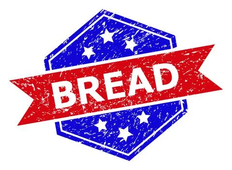 Hexagon Bicolor BREAD Stamp Seal with Unclean Texture Stock Illustration