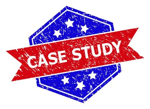 Hexagon Bicolor CASE STUDY Watermark with Scratched Texture Illustrazione stock