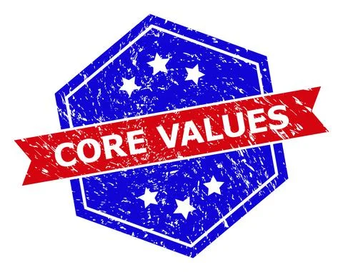 Hexagon Bicolor CORE VALUES Rubber Stamp with Rubber Surface Illustrazione stock