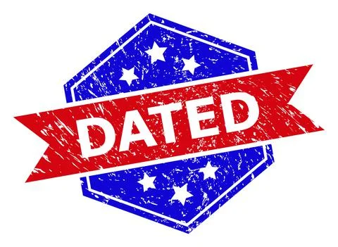 Hexagon Bicolor DATED Rubber Stamp with Corroded Texture Illustrazione stock