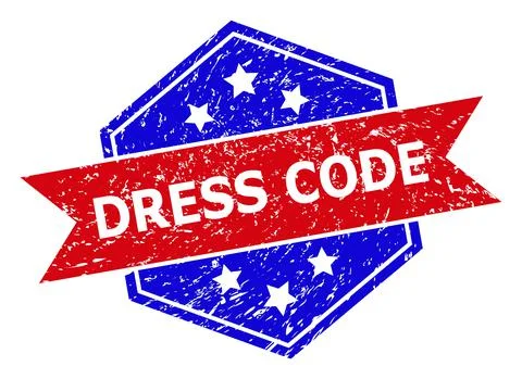 Hexagon Bicolor DRESS CODE Seal with Grunge Texture Illustrazione stock