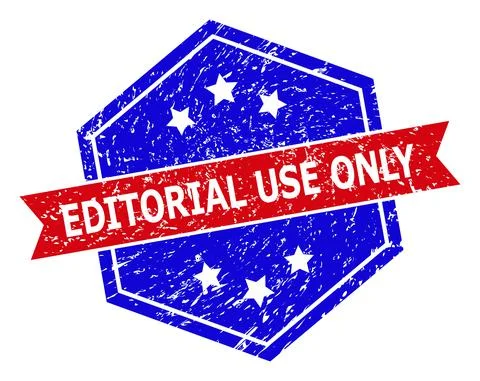 Hexagon Bicolor EDITORIAL USE ONLY Stamp with Unclean Surface Stock Illustration