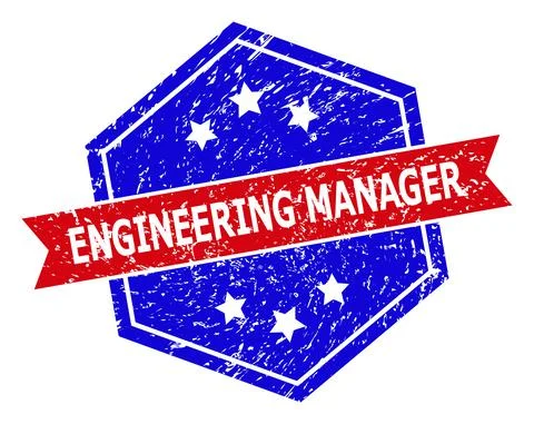 Hexagon Bicolor ENGINEERING MANAGER Stamp with Distress Texture Stockillustratie