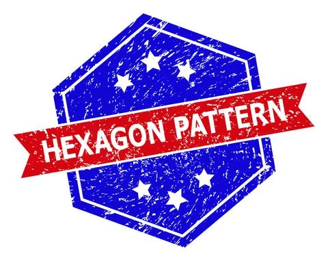 Hexagon Bicolor HEXAGON PATTERN Watermark with Rubber Texture Stock Illustration