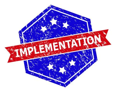 Hexagon Bicolor IMPLEMENTATION Seal with Unclean Surface Illustrazione stock
