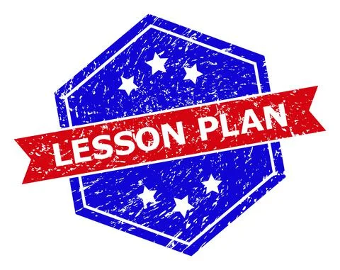Hexagon Bicolor LESSON PLAN Watermark with Unclean Surface Stock Illustration