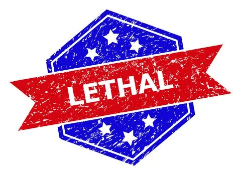 Hexagon Bicolor LETHAL Rubber Stamp with Rubber Surface Stock Illustration