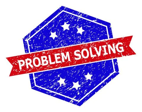 Hexagon Bicolor PROBLEM SOLVING Watermark with Grunge Texture Illustrazione stock