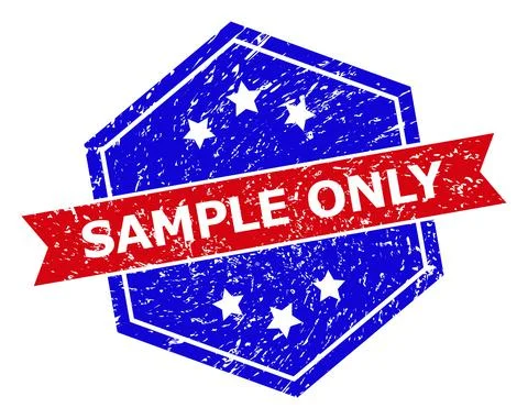 Hexagon Bicolor SAMPLE ONLY Rubber Stamp with Unclean Texture 스톡 일러스트