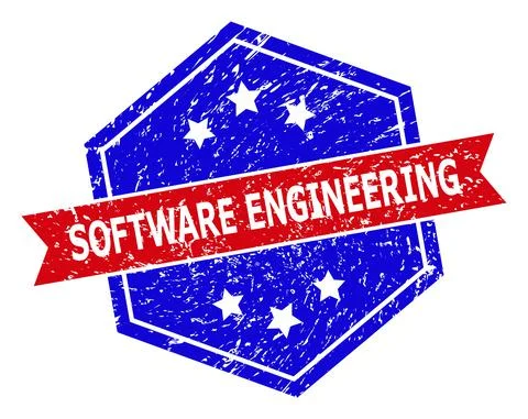 Hexagon Bicolor SOFTWARE ENGINEERING Watermark with Grunge Texture Stock Illustration