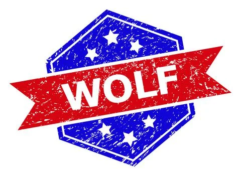 Hexagon Bicolor WOLF Rubber Stamp with Rubber Texture Stockillustratie