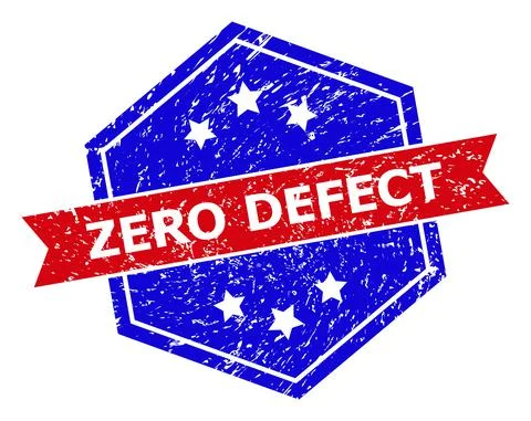 Hexagon Bicolor ZERO DEFECT Stamp with Rubber Style 스톡 일러스트