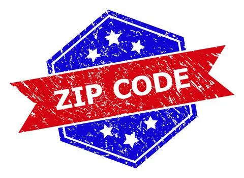 Hexagon Bicolor ZIP CODE Rubber Stamp with Grunge Style Illustrazione stock
